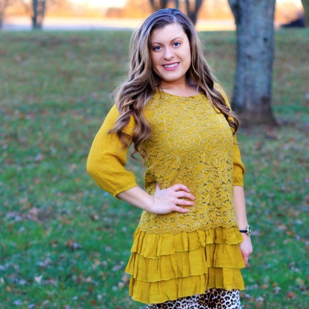 Mustard Ruffle top